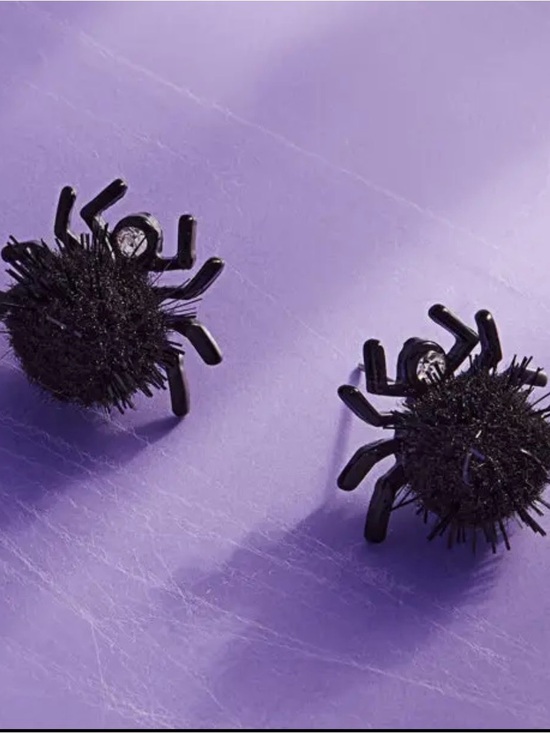 Jewelry - Black Spider Pom Stud Earrings - Playful Halloween Jewelry